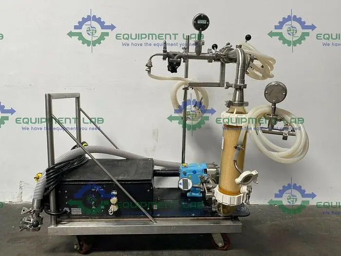 Used TANGENTIAL FLOW FILTRATION SKID W/ WAUKESHA 018-UL PUMP & GE MAXCELL CARTRIDGE Chromatography | Equipment Lab #486020