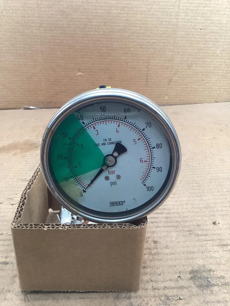 Wika Commercial Pressure Gauge: Liquid-Filled, 0 to 100 psi