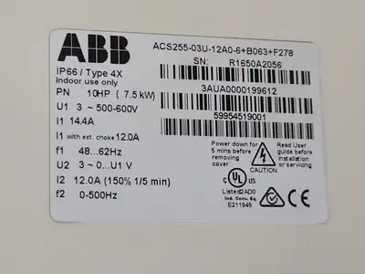 USED ABB ACS255-03U-12A0-6+B063+F278