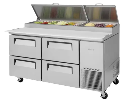 Turbo Air TPR-67SD-D4-N 67" Super Deluxe Pizza Prep Table w/ Refrigerated Base, 115v