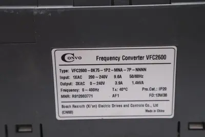 Convo Frequency Conversion VFC2600 Series Input 1XAC 0-400Hz Stock #K-1750