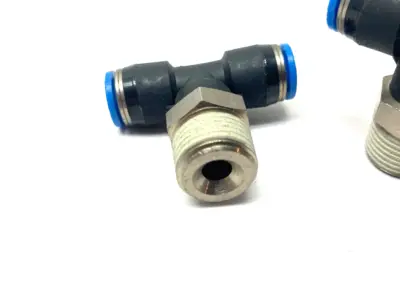 USED FESTO PUSH-IN RUN TEE FITTING 3/8" THREAD 8MM TUBE