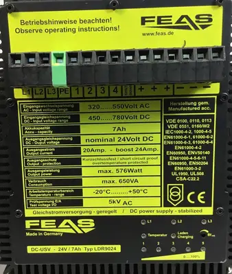 FEAS Typ LDR9024 DC-USV-25V / 7Ah Stabilized DC Power Supply 4E
