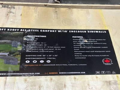 Landhonor 20 x 20 Ft All-Steel Carport (LHR-CP2020F)