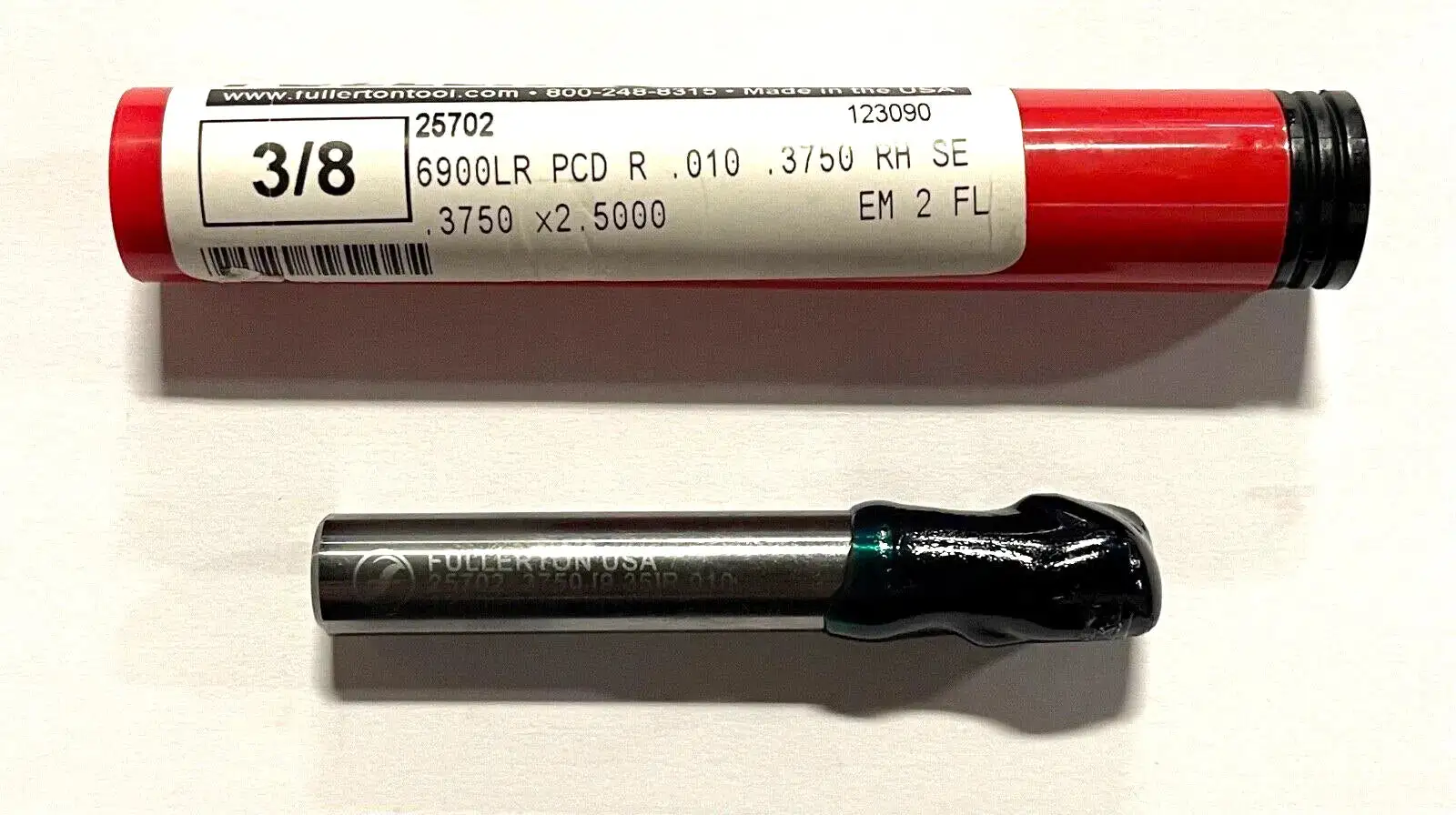 Fullerton 6900 Series 3/8" MATRX PCD R-1 Router .010 Radius Long Reach 2 Flute