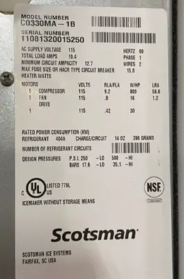 182-0019 Scotsman C0330MA-1B Ice Machine Head