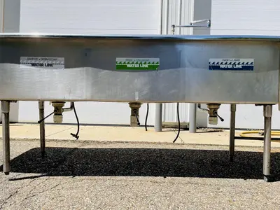 156” Commercial Stainless Steel   Three Compartment Sink w/Garbage Disposer