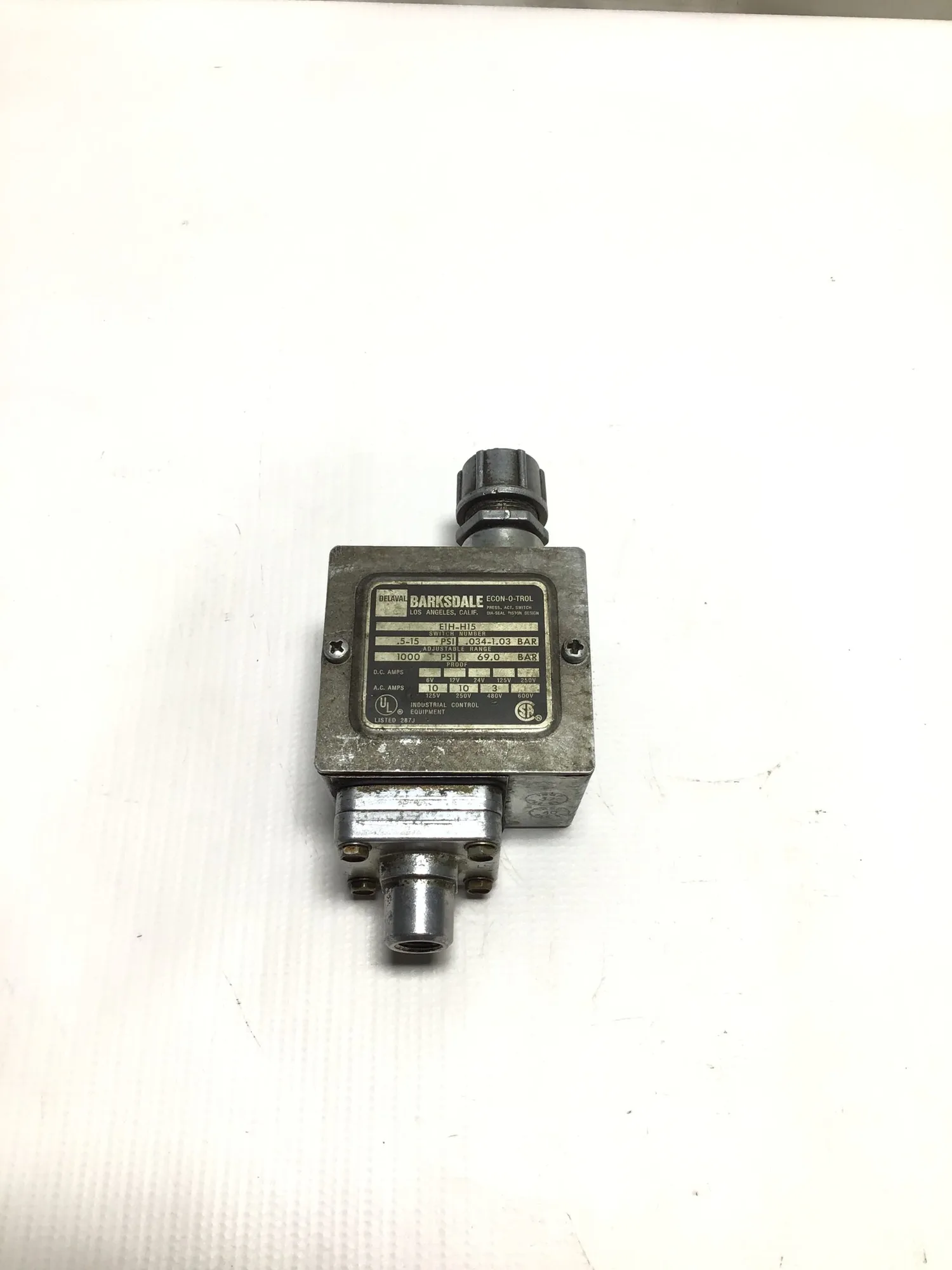 USED BARKSDALE CONTROL PRODUCTS E1H-H15