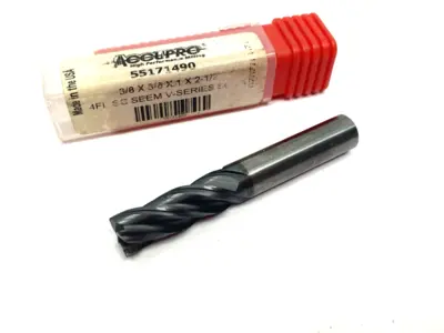 USED ACCUPRO SQUARE END MILL: 3/8" DIA, 1" LOC, 4 FLUTE, SOLID CARBIDE