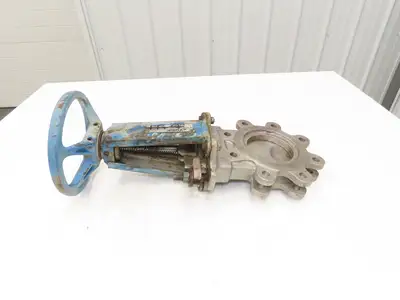 DeZurik 827 4" Stainless Lug Knife Gate Valve Rising Stem Metal Seat 316SS