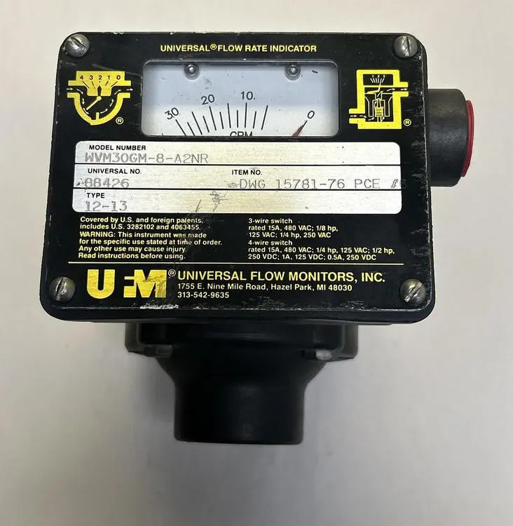 New | in-Stock UNIVERSAL FLOW MONITORS WVM30GM-8-A2NR Indicators Ohio US | Surplus Asset Holdings #1246546