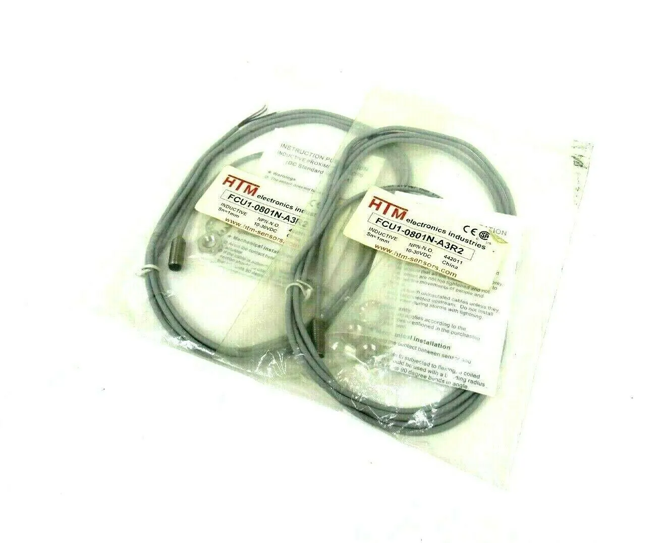 NEW LOT OF 2 HTM FCU1-0801N-A3R2 PROXIMITY SENSORS FCU10801NA3R2