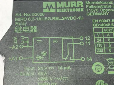 USED MURR ELEKTRONIK OUTPUT RELAY MIRO 6,2-1AUSG.REL.24VDC-1U 6A 24VDC
