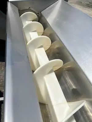 🔴 Heading to Auction May 27 - Used Rotating Drum Tumbler, 2000 Lbs Capacity, With Screw Conveyor