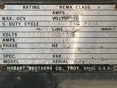 Used HOBART TR300HF Arc Welders Ohio US | HGR 24 #1503780