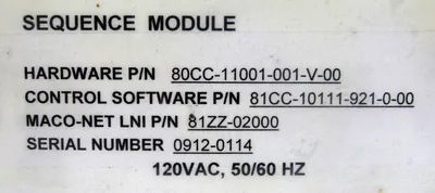 REFURBISHED BARBER COLMAN 80CC-11001-001-V-00 SEQUENCE MODULE 80CC11001001V00