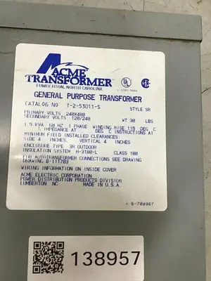 Used ACME TRANSFORMER T-2-53011-S Transformers Michigan US | Ideal Machinery #1293350