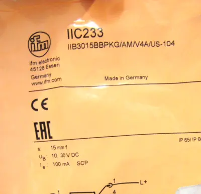 NEW IFM IIB3015BBPKG/AM/V4A/US-104 IIC233 SENSOR IIB3015BBPKGAMV4AUS104
