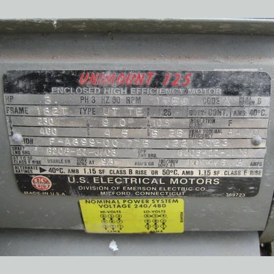 US Motors 3HP Electric Motor