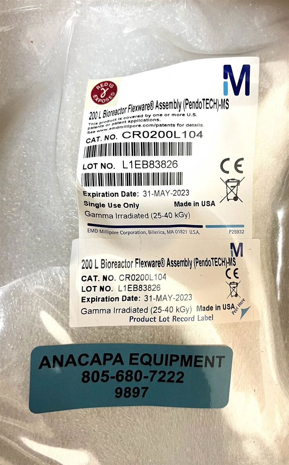 NEW Millipore Mobius 200L Flexware