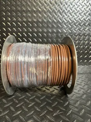 Copper Wire Spool - Brown Insulated Copper Conductor on Metal Reel