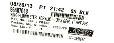 NEW KING INSTRUMENTS 7205019131W ACRYLIC FLOWMETER