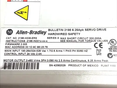 USED ALLEN BRADLEY KINETIX 5500 SERVO DRIVE 240/480V 3.5A STO