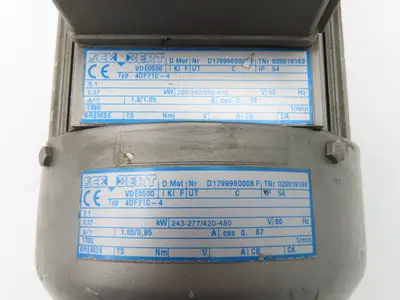 Schubert 4DF71C-4 Gearmotor 20:1 Ratio 80rpm 1/2Hp 230/460V Hollow Shaft