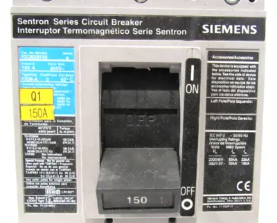 USED SIEMENS FXD63B150 CIRCUIT BREAKER