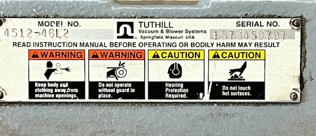 Used Tuthill 4512-46L2 Blowers Minnesota US | Peak Machinery, Inc. #285190