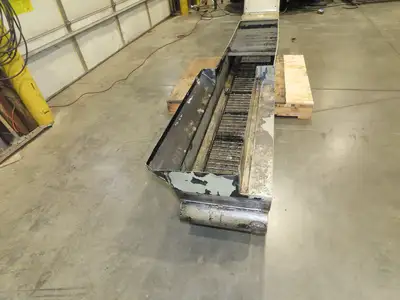 Enomoto Hinge Belt CNC Chip Conveyor 16"x 88" Infeed 46" Discharge 220V 3PH