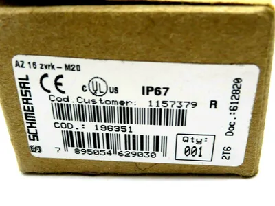 NEW SCHMERSAL AZ 16 ZVRK-M20 SAFETY SWITCH IP67 AZ16ZVRKM20