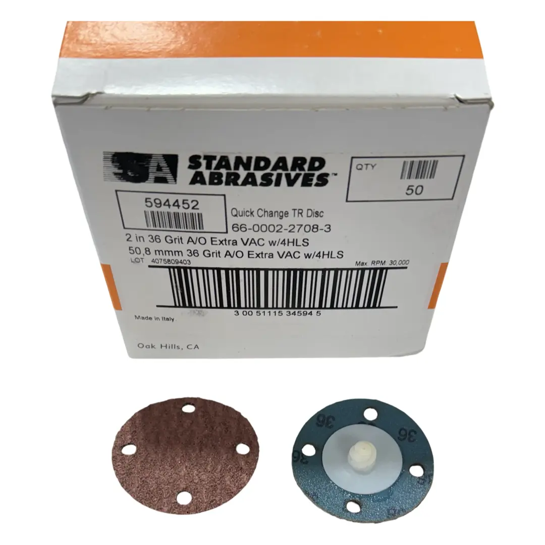 Standard Abrasives 2" Roloc Vacuum Discs 4 Hole 36 Grit Aluminum Oxide 50 Pack