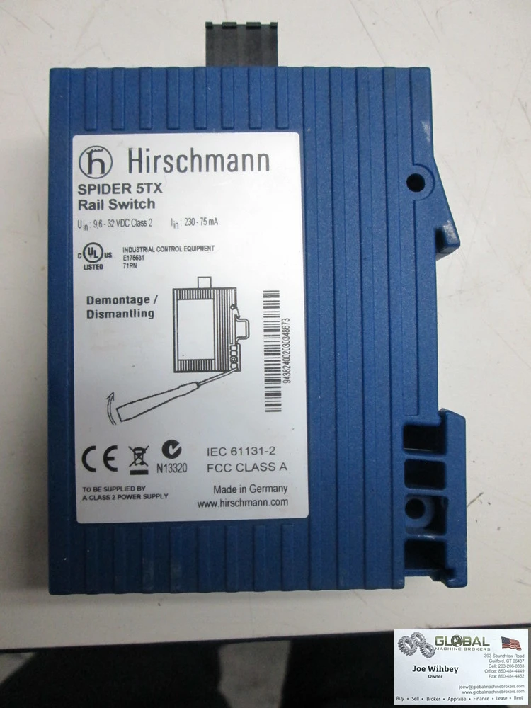 Hirschmann Spider 5TX 32 Vdc Class 2 230-75 mA 24V Ethernet Rail Switch