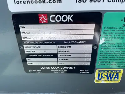 New | in-Stock 2025 COOK 445CCP-A Centrifugal Fans British Columbia CA | Lenmark #1488868