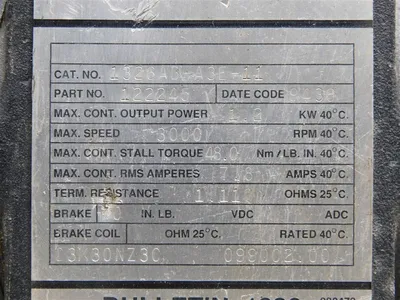 Allen Bradley 1326AB-A3E-11 AC Servo Motor 1.2 kW 3000RPM Damaged Connector Used