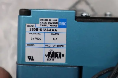 NEW MAC 250B-612AAAA SOLENOID VALVE 24VDC 25-150PSI 8.5WATT STOCK H295A