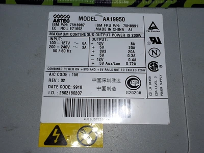 ASTEC AA19950 POWER SUPPLY 75H8987 200W