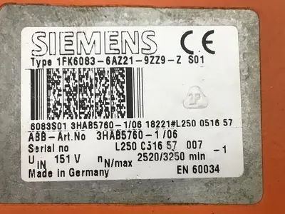 USED SIEMENS 1FK6083-6AZ21-9ZZ9-Z S01