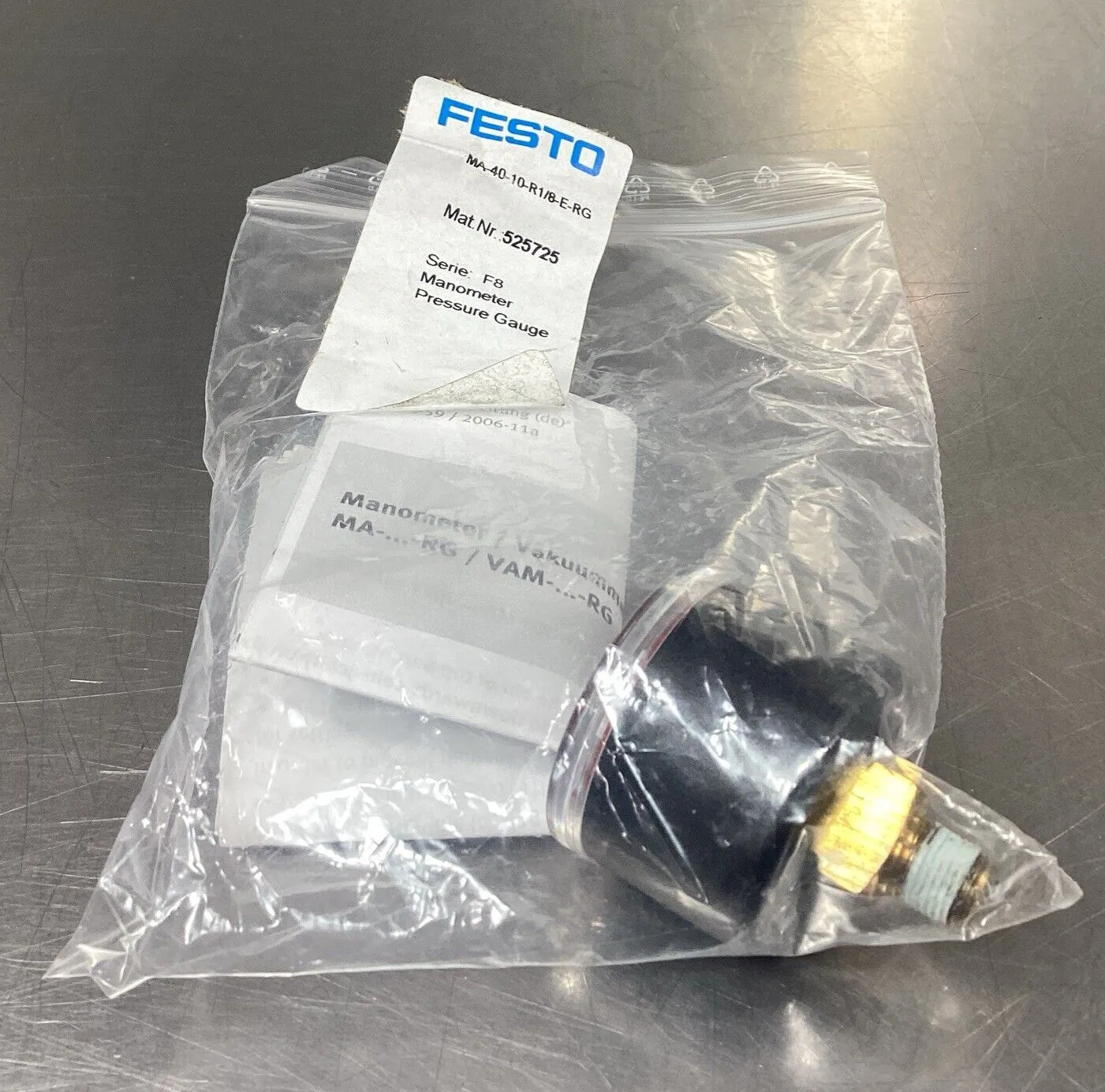 Festo MA-40-10-R1/8-E-RG Manometer Pressure Gauge 525725 6D-11
