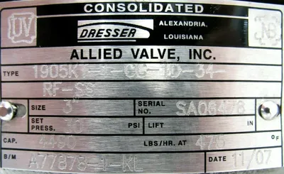 NEW DRESSER 1905KT-1-CC-1D-34-RF-SS SAFETY VALVE 3" 30PSI 1905KT1CC1D34RFSS