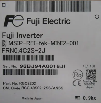 NEW FUJI ELECTRIC FRN0.4C2S-2J INVERTER MSIP-REI-FEK-MINI2-001 FRN04C2S2J
