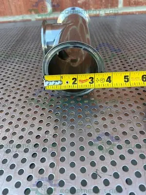 USED 3 WAY STAINLESS STEEL TEE W/ 3" SANITARY FITTINGS & 3" CENTER