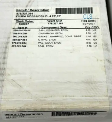 NEW SANDPIPER 476.327.364 PUMP KIT-WET HDB3/HDB4 DL4 EP EP
