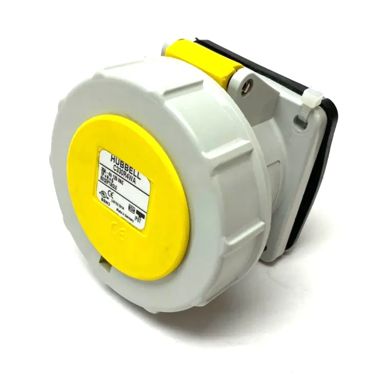 Used Hubbell Heavy Duty Female Pin & Sleeve Receptacle 2-Pole 3-Wire YELLOW Electrical Fittings Michigan US | Maverick Industrial Sales #1401509