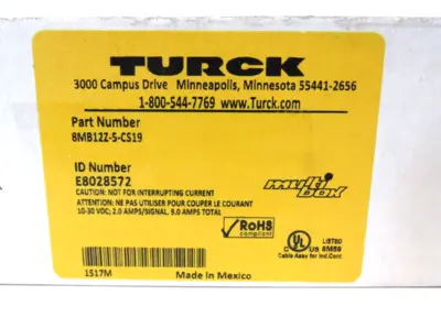 NEW TURCK 8MB12Z-5-CS19 JUNCTION BOX E8028572 8MB12Z5CS19