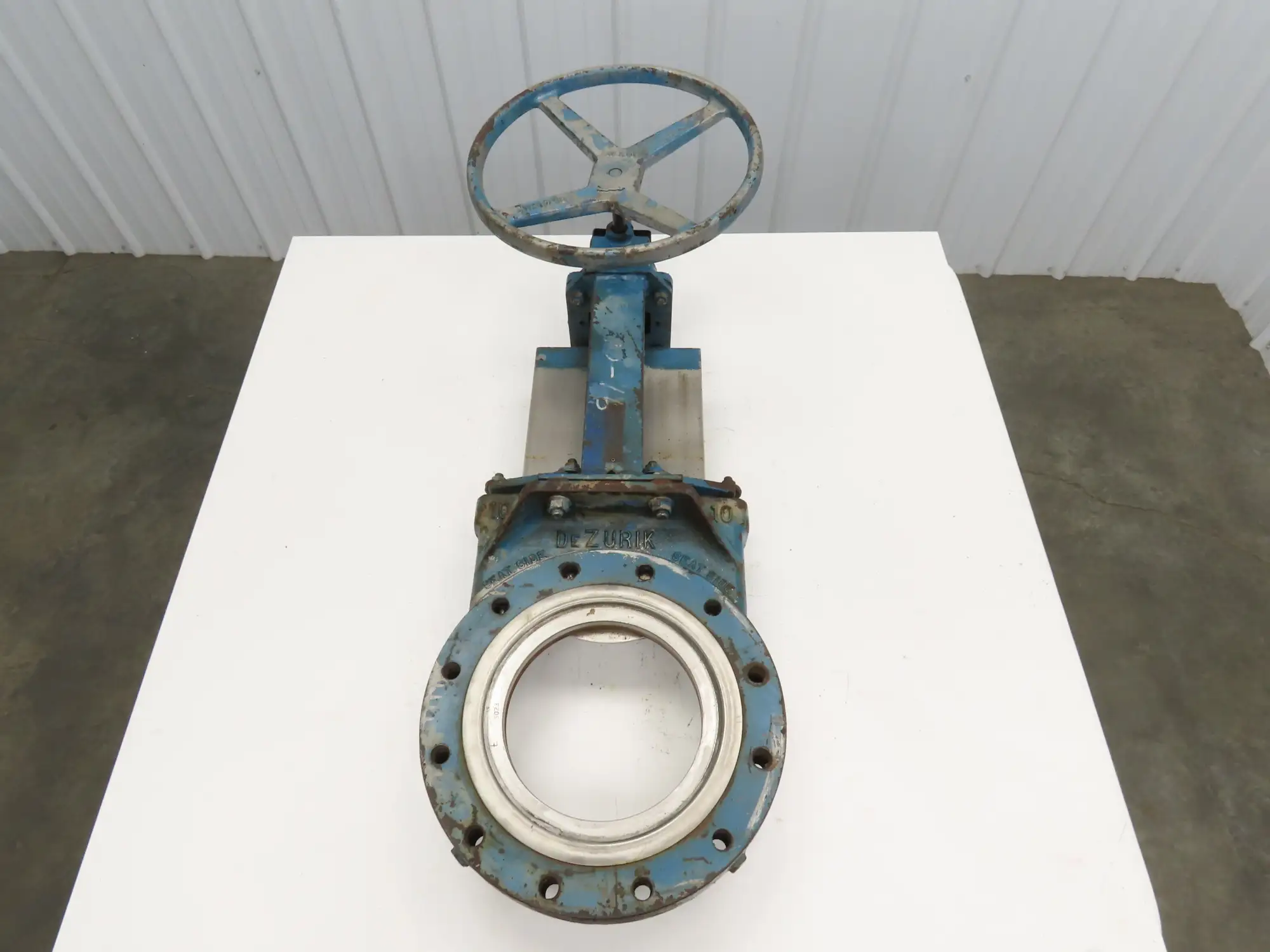 Dezurik 10" Knife Gate Valve 90 degree Crank Rising Stem **BAD SEAL**