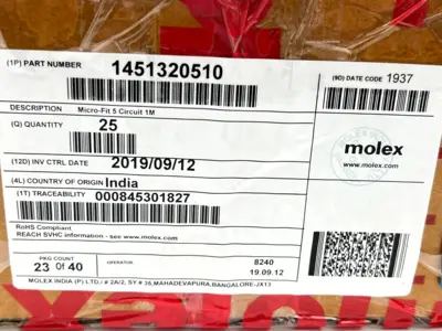 1451320510 | Molex  Micro-Fit TPA-to-Micro-Fit TPA Cable Assembly 1M 25QTY - New