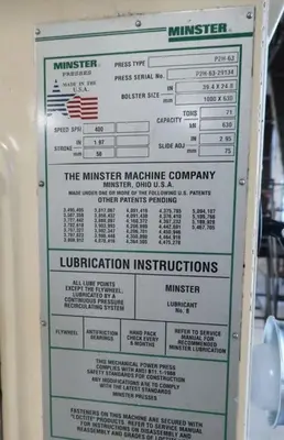 USED MINSTER P2H-63-39