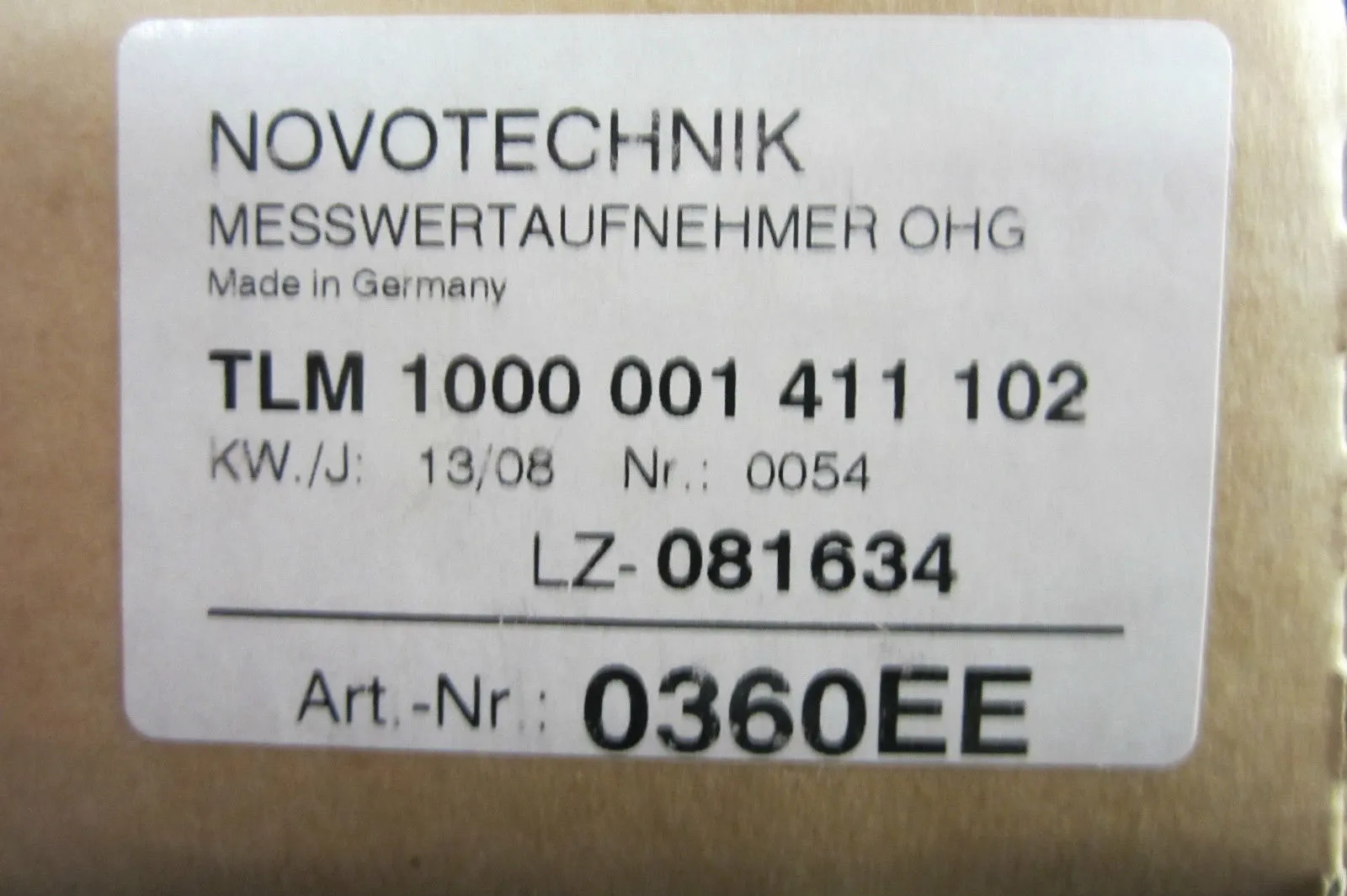 NEW NOVOTECHNIK TLM-1000-001-411-102 TRAVEL SENSOR TLM1000001411102